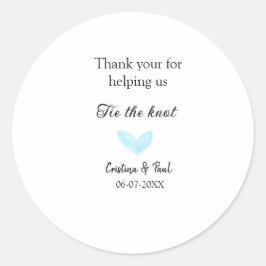 Sticker Rond merci cravate le noeud bleu coeur mariage rustique