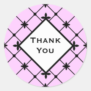 Sticker Rond Merci Croix noire Motif sur rose