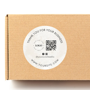 Sticker Rond Merci Custom Company Logo QR Code Social Media