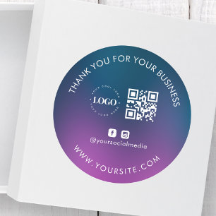 Sticker Rond Merci Custom Company Logo QR Code Social Media
