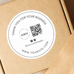 Sticker Rond Merci Custom Company Logo QR Code Social Media