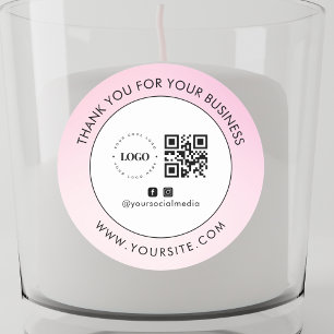 Sticker Rond Merci Custom Company Logo QR Code Social Media