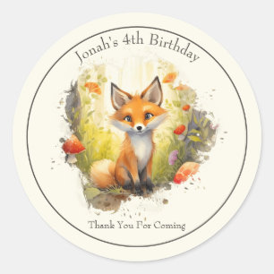 Sticker rond "Merci" Cute Fox