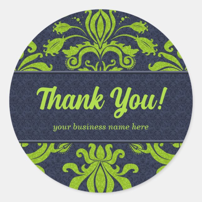 Sticker Rond Merci d'affaires Customisé vert (Devant)