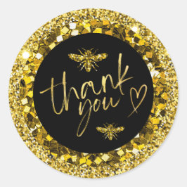 Sticker Rond Merci d'affaires élégant Noir et Or