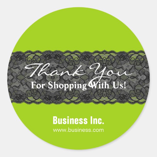 Sticker Rond Merci d'affaires Lace Green (Devant)