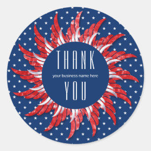 Sticker Rond Merci d'affaires Patriotic Rouge Blanc et Bleu
