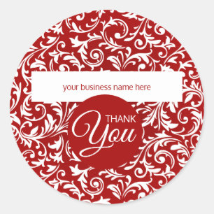 Sticker Rond Merci d'affaires rouge et blanc Bontanique