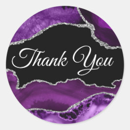 Sticker Rond Merci d'âge mauve et argenté