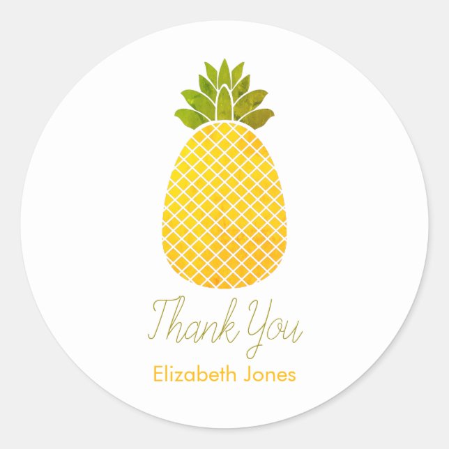 Sticker Rond Merci d'ananas personnalisable (Devant)