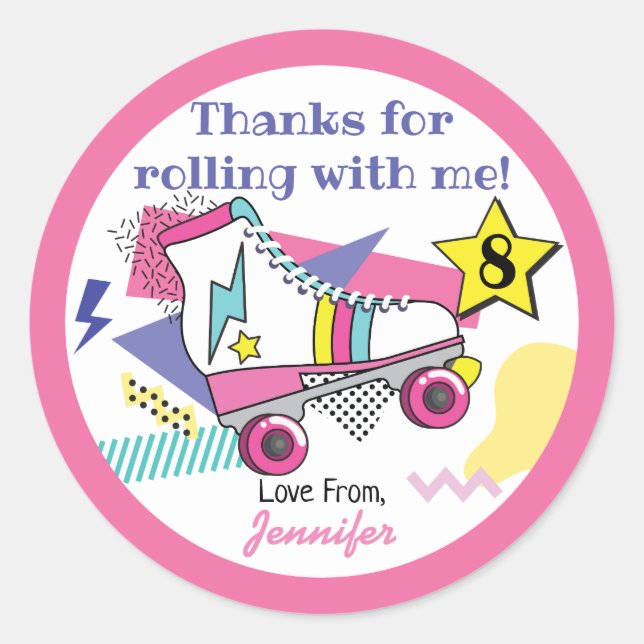Sticker Rond Merci d'anniversaire de la fête du patinage des an (Devant)
