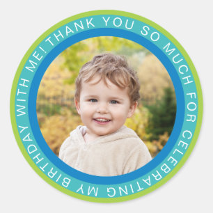 Sticker Rond Merci d'anniversaire de photo de l'option 1 %