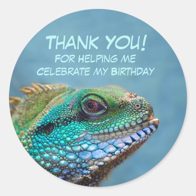 Sticker Rond Merci d'anniversaire d'Iguana (Devant)