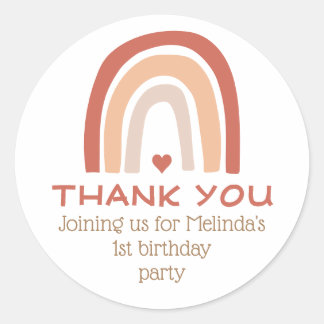 Sticker Rond Merci d'anniversaire du Boho Rainbow