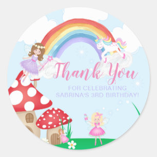 Sticker Rond Merci d'anniversaire fantaisiste enchanté