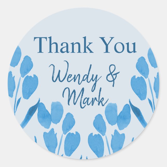 Sticker Rond Merci d'aquarelle bleu foncé (Devant)
