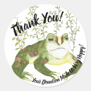 Sticker Rond Merci d'aquarelle de grenouille-Hoppy