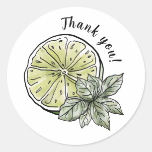 Sticker Rond Merci d'aquarelle d'été Citrus moderne