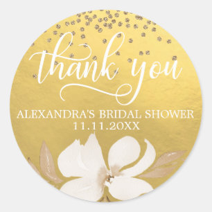 Sticker Rond Merci d'aquarelle Gold Foil