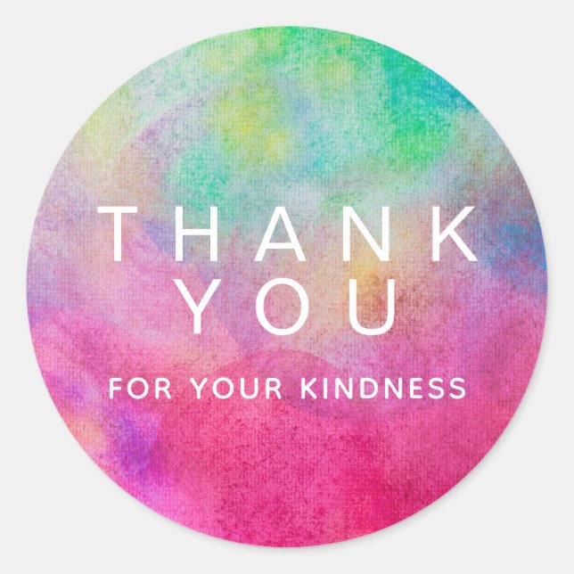 Sticker Rond Merci D'Aquarelle Lumineuse Pour Votre Fidélité (Devant)