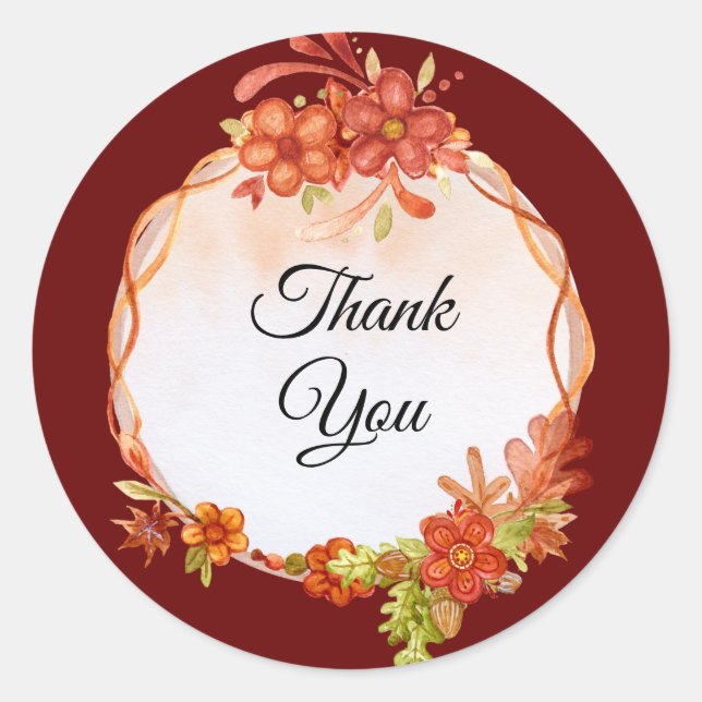 Sticker Rond Merci d'aquarelle mariage (Devant)
