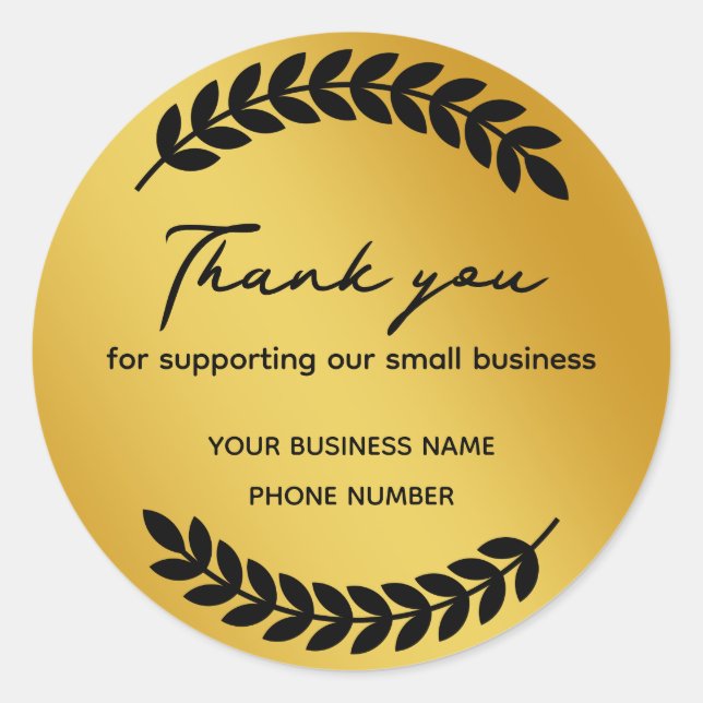 Sticker Rond Merci d'avoir soutenu notre petite entreprise en o (Devant)