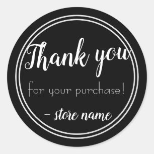 Sticker Rond Merci De B&W Moderne Simple Pour Votre Achat