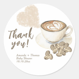 Sticker Rond Merci de Baby shower à café