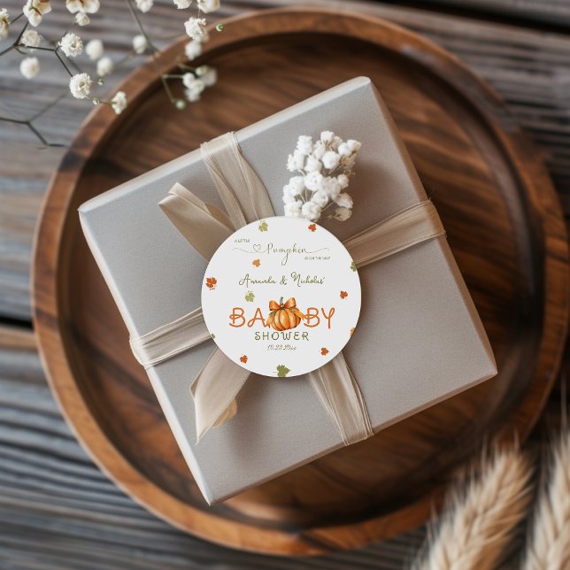 Sticker Rond Merci de Baby shower Citrouille (Créateur téléchargé)