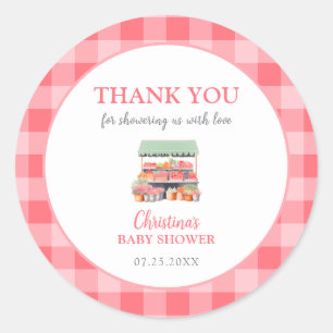 Sticker Rond Merci de Baby shower cultivé localement