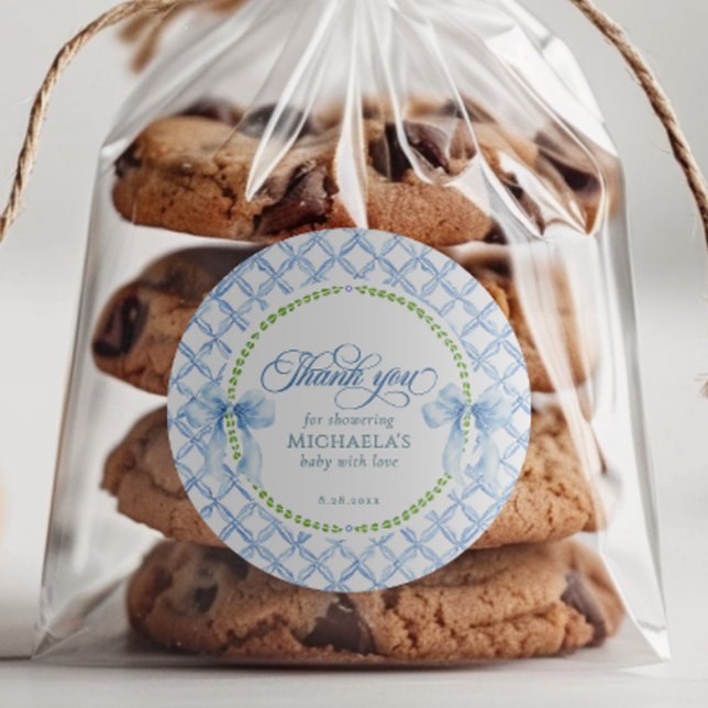 Sticker Rond Merci de Baby shower d'aquarelle du millénaire (Créateur téléchargé)