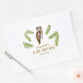 Sticker Rond Merci de Baby shower de chouette