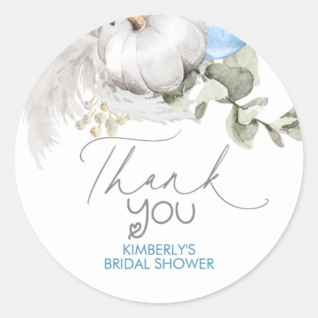 Sticker Rond Merci de Baby shower de chute citrouille (Devant)