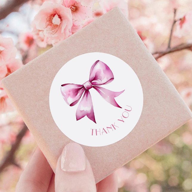 Sticker Rond Merci de Baby shower de  de la boîte rose (Créateur téléchargé)