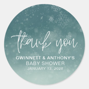 Sticker Rond Merci de Baby shower de Little Snowflake