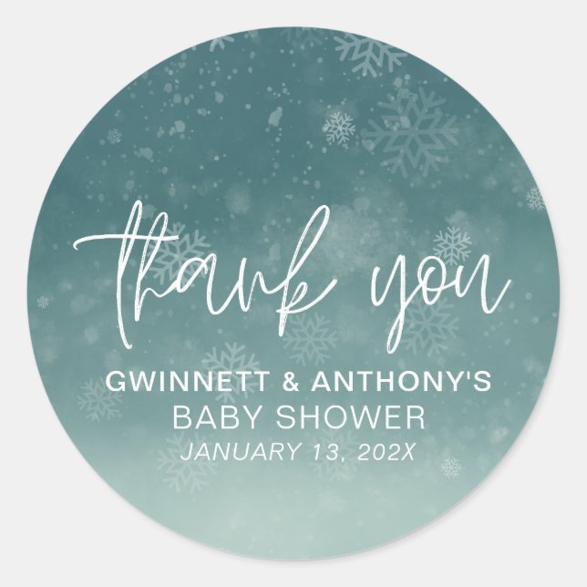 Sticker Rond Merci de Baby shower de Little Snowflake (Devant)