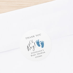 Sticker Rond Merci de Baby shower de Parties scintillant bleu