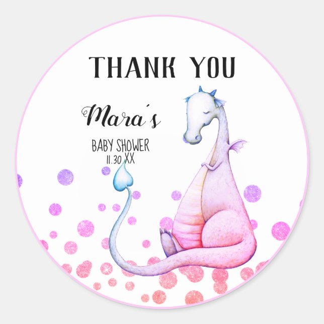 Sticker Rond *~* Merci de Baby shower de Parties scintillant de (Devant)