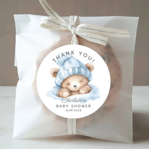 Sticker Rond Merci de Baby shower d'ours