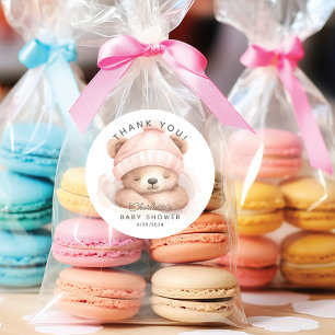 Sticker Rond Merci de Baby shower d'ours