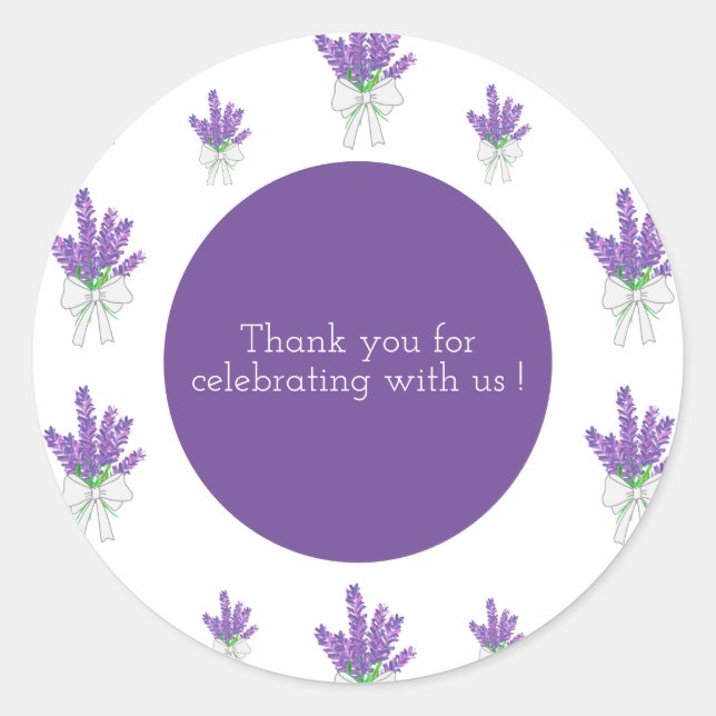 Sticker Rond Merci de Baby shower violet de lavande (Devant)