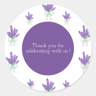 Sticker Rond Merci de Baby shower violet de lavande