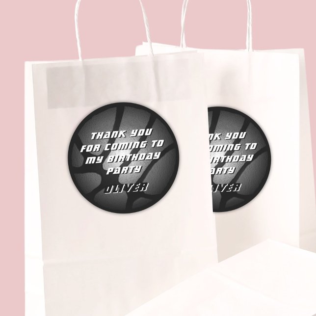 Sticker Rond Merci de basket-ball en argent métallique (Créateur téléchargé)