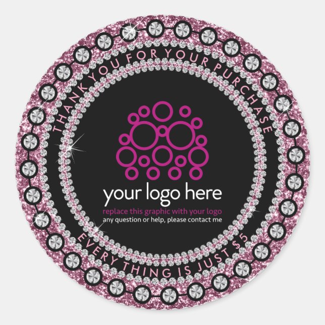 Sticker Rond Merci de bijoux pour votre achat (Devant)