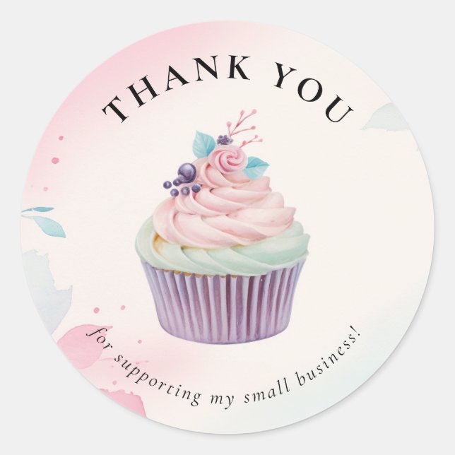 Sticker Rond Merci de boulangerie Cupcake (Devant)