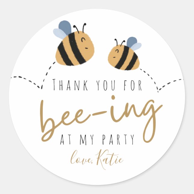 Sticker Rond Merci de Bumblebee moderne Anniversaire (Devant)
