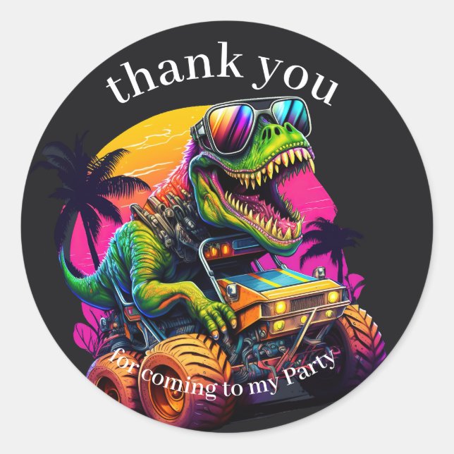 Sticker Rond Merci de camion Dino Monster (Devant)