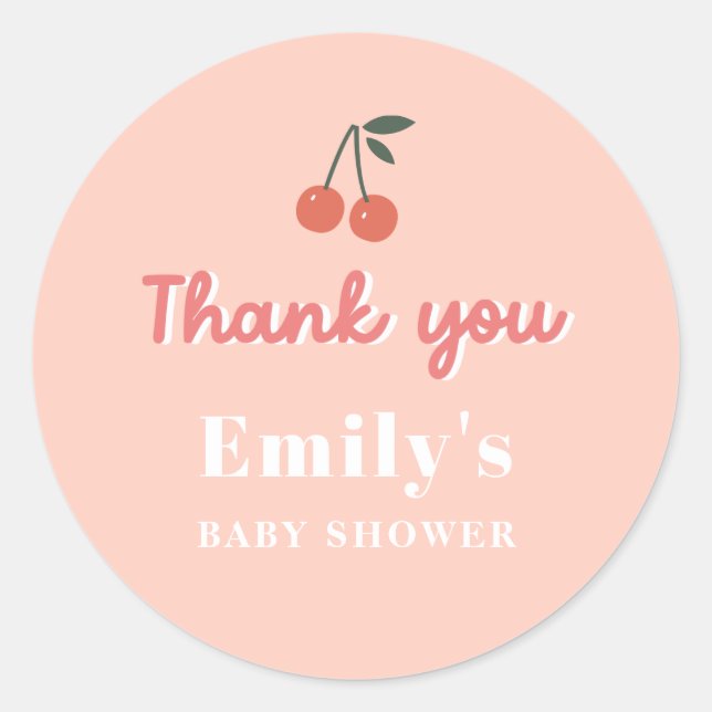 Sticker Rond Merci de cerise modifiable pour votre fête (Devant)