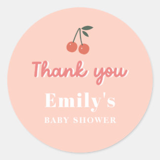 Sticker Rond Merci de cerise modifiable pour votre fête