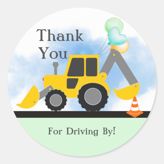Sticker Rond Merci De Construction, Route D'Anniversaire, Douch (Devant)